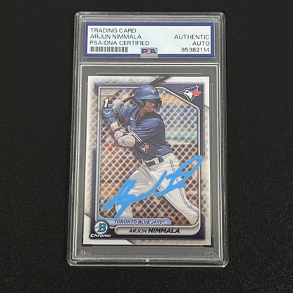 2024 Topps Chrome #BP-142 Arjun Nimmala Signed Card PSA Slabbed AUTO Blue Jays