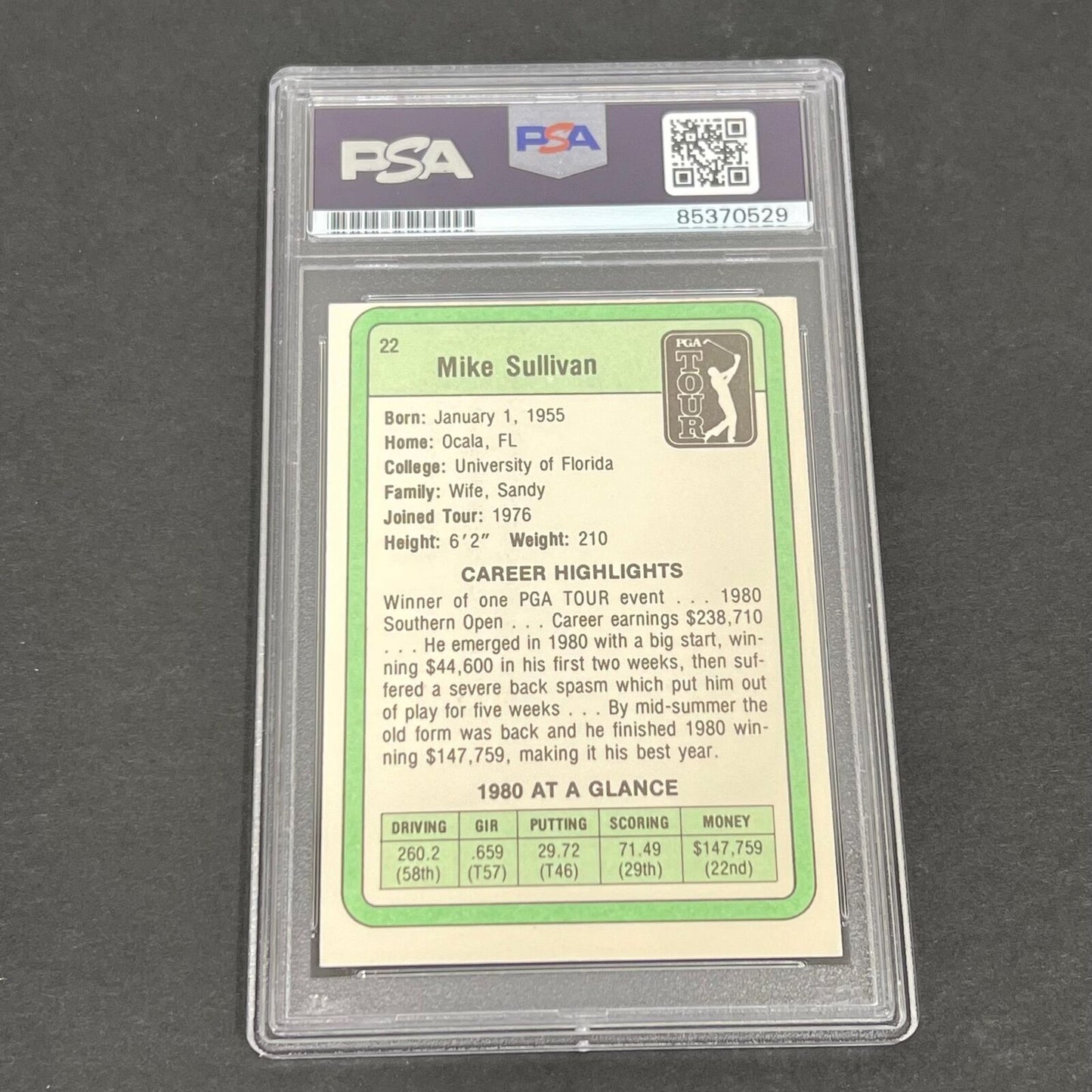 PGA Tour #22 Mike Sullivan Signed Card PSA/DNA Slabbed AUTO Golf