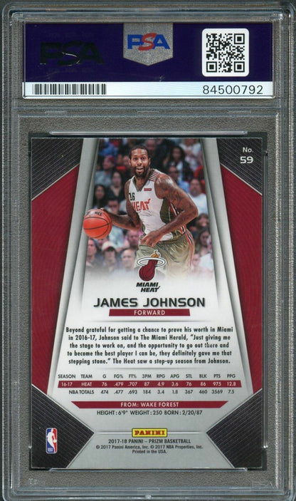 2017 Panini Prizm #59 James Johnson Signed Card AUTO 10 PSA/DNA Slabbed Heat