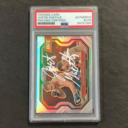 2021 Panini Prizm #141 Justin Gaethje Signed Card AUTO PSA Slab