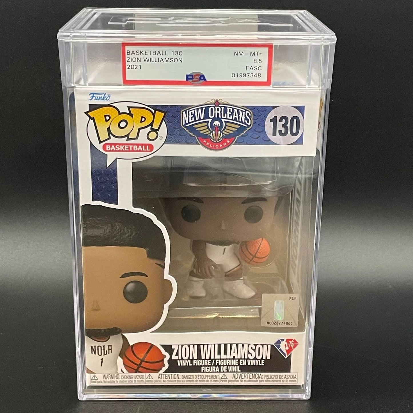 Zion Williamson Encapsulated Funko Pop #130 PSA NM-MT 8.5 FASC Pelicans