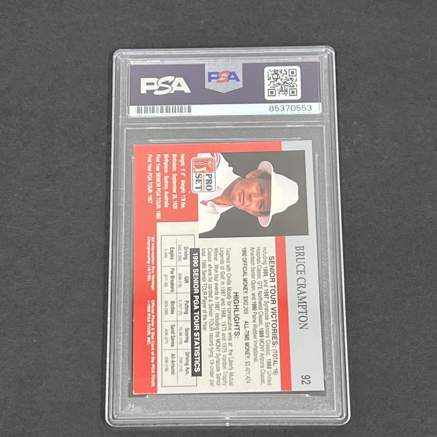 1990 Pro Set #92 Bruce Crampton Signed Card PSA/DNA Slabbed AUTO