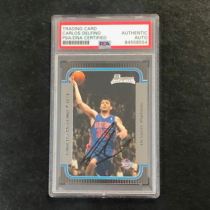 2003-04 Bowman #136 Carlos Delfino Signed Card AUTO PSA Slabbed RC Pistons