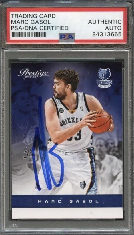 2012-13 Prestige Basketball #50 Marc Gasol Signed Card AUTO PSA Slabbed Grizzlie