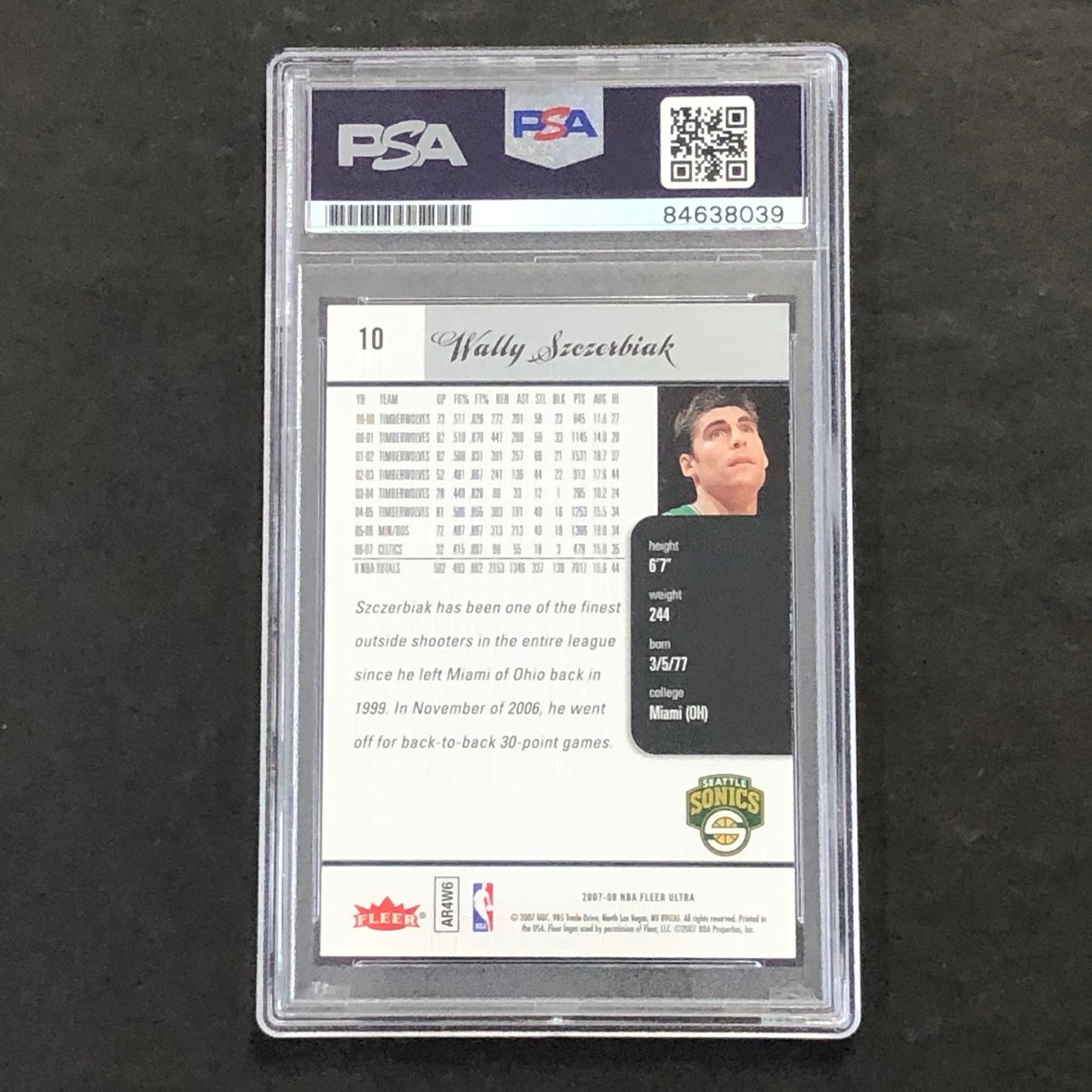 2007-08 Fleer Ultra #10 Wally Szczerbiak Signed Card AUTO PSA Slabbed Celtics