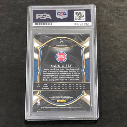 2020-21 Panini Select #79 Saddiq Bey Signed Card AUTO PSA Slabbed RC Pistons