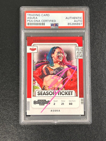 2022 Panini Chronicles Contenders RAW #101 Asuka Signed Card AUTO PSA/DNA Slabbe