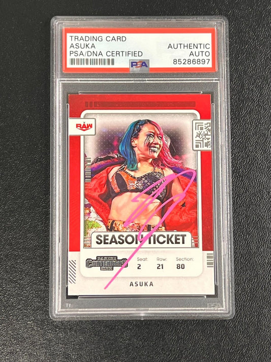 2022 Panini Chronicles Contenders RAW #101 Asuka Signed Card AUTO PSA/DNA Slabbe