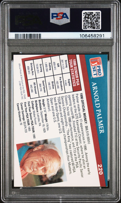1991 Pro Set Pga Tour #220 Arnold Palmer signed card PSA A Auto A