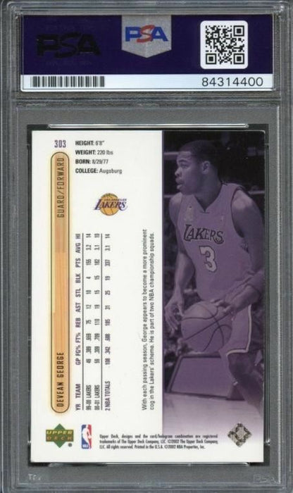 2001-02 Upper Deck #303 Devean George Signed Card AUTO PSA Slabbed
