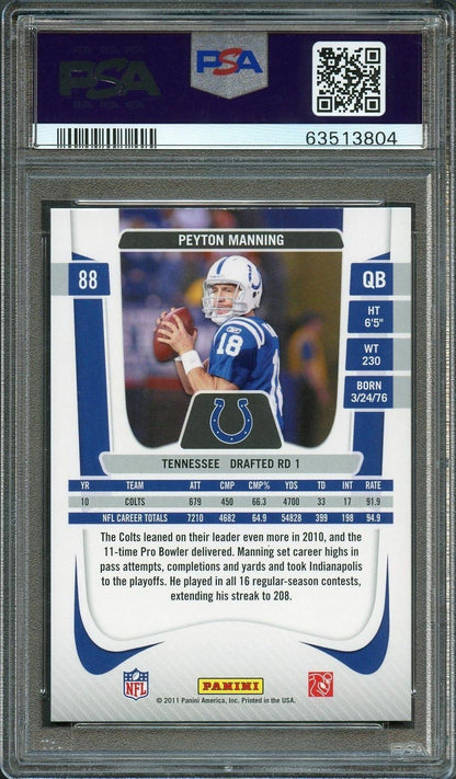 2011 Panini Prestige #88 Peyton Manning Signed Card PSA Slabbed Colts