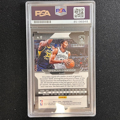 2020-21 Panini Prizm #12 Spencer Dinwiddie Signed Card AUTO PSA Slabbed Nets