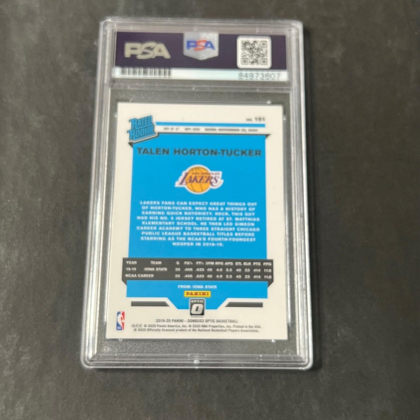 2019-2020 Panini Donruss Optic Rated Rookie #181 Talen Horton-Tucker Signed Card