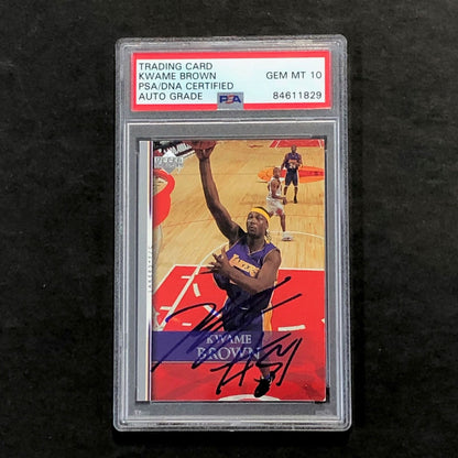 2007-08 Upper Deck First Edition #41 Kwame Brown Signed Card AUTO 10 PSA Slabbed