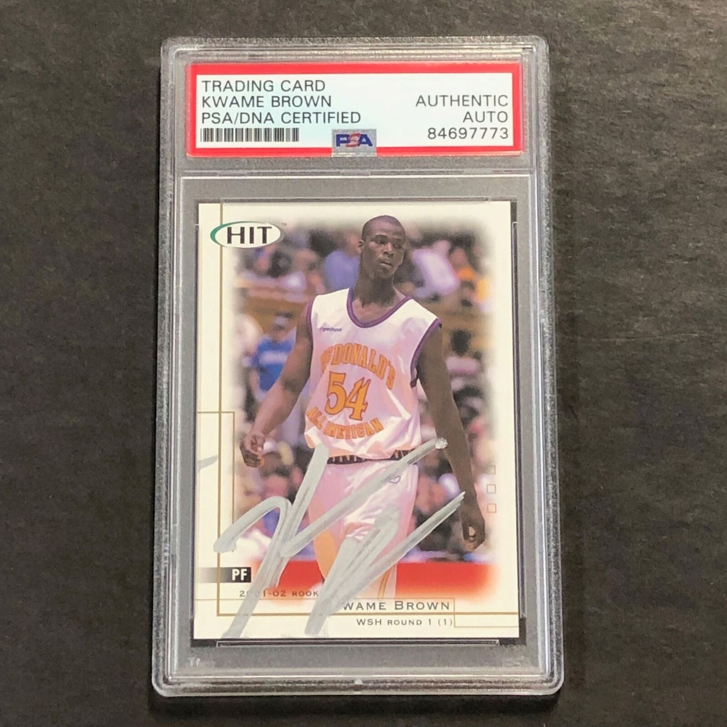 2001-02 SAGE Hit #1 Kwame Brown Signed Card AUTO PSA Slabbed McDonald's High