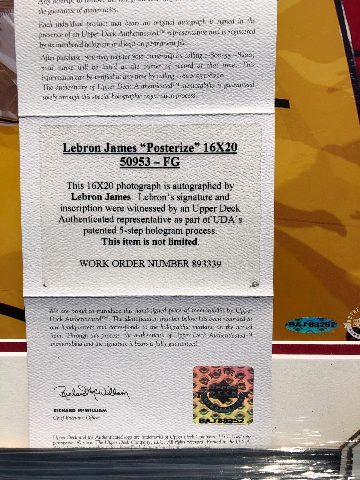 LeBron James Signed 16x20 Photo Upper Deck PSA/DNA Auto Grade 9 Framed