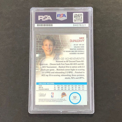 2002-03 Topps Pristine Common Rookie #57 Mike Dunleavy Signed Card PSA Slabbed W