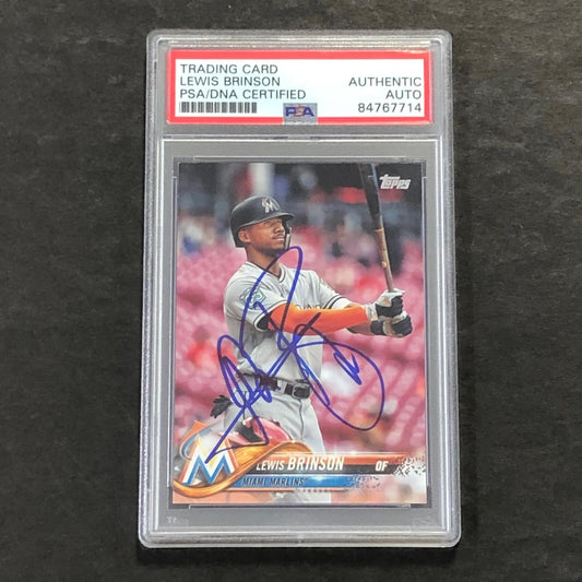 2018 Topps #US260 Lewis Brinson Signed Card Auto PSA Slabbed Marlins