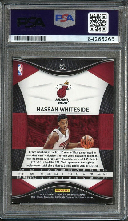 2016 Panini Totally Certified #68 Hassan Whiteside Signed Card AUTO PSA Slabbed