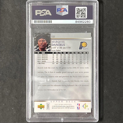 2006-07 NBA Upper Deck #131 Marquis Daniels Signed Card PSA AUTO Slabbed Pacers