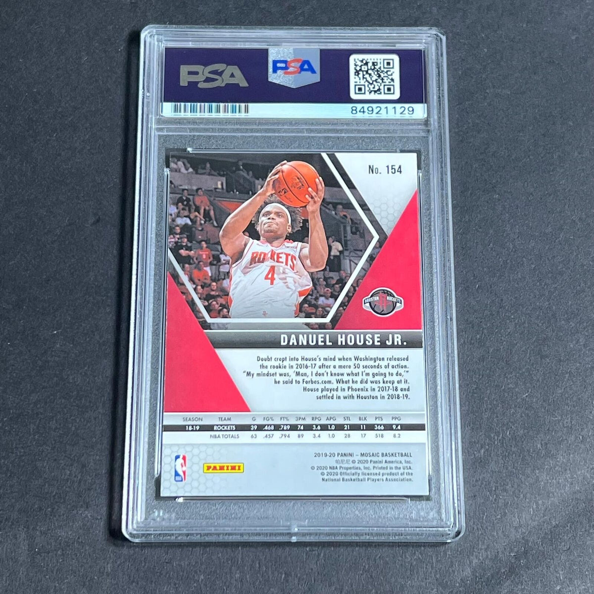2019-20 Panini Mosaic #154 DANUEL HOUSE Signed Card AUTO PSA Slabbed Rockets