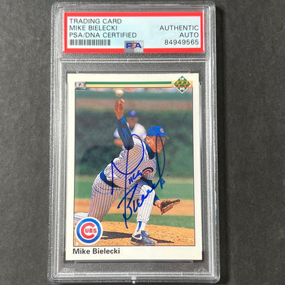 1989-90 UpperDeck #359 Mike Bielecki Signed Card PSA Slabbed Auto Cubs