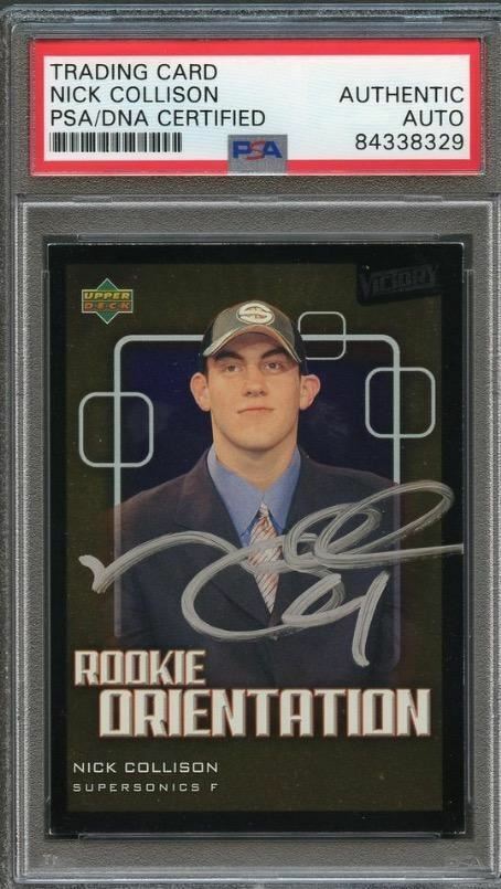 2003-04 Upper Deck Victory #112 Nick Collison Signed Card AUTO PSA Slabbed RC So
