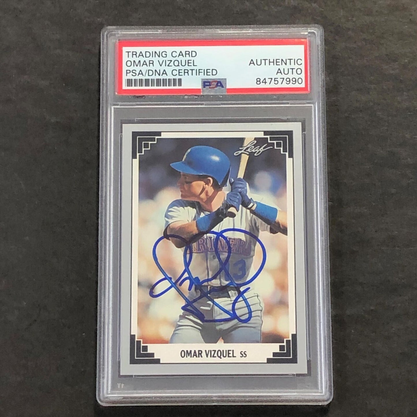 1991 Leaf #91 Omar Vizquel Signed Card PSA Slabbed Auto Mariners