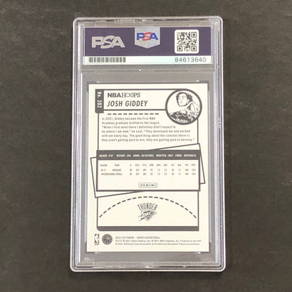2021-22 NBA Hoops #202 Josh Giddey Signed Card AUTO PSA Slabbed RC Thunder