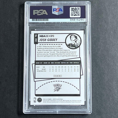 2021-22 NBA Hoops #202 Josh Giddey Signed Card PSA Slabbed RC Thunder