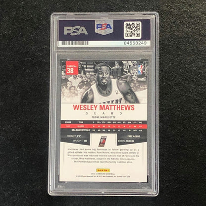 2012-13 Absolute Basketball #38 Wesley Matthews Signed Card AUTO PSA Slabbed Tra