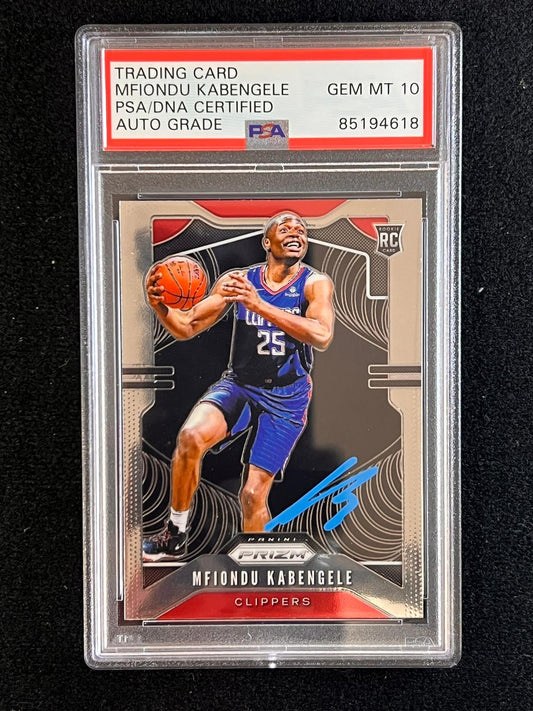 2019-20 Panini Prizm #271 Mfiondu Kabengele Signed Card AUTO 10 PSA Slabbed Clip