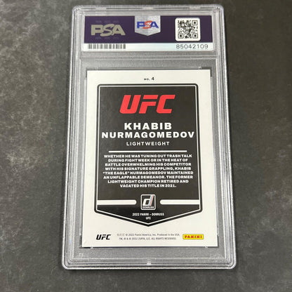 2022  Panini Donruss #4 Khabib Nurmagomedov Signed Card PSA Slabbed