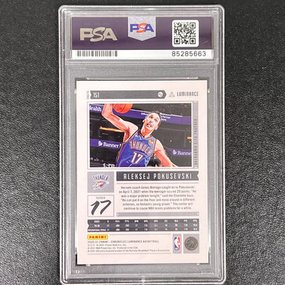 2020-21 Panini Chronicles Luminance #151 Aleksej Pokusevski Signed Card AUTO PSA
