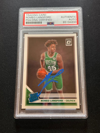 2019-20 Panini Donruss Optic #182 Romeo Langford Signed Card PSA Slabbed AUTO Ce