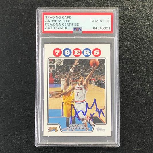 2008-09 Topps Basketball #58 Andre Miller Signed AUTO 10 PSA Slabbed 76ers