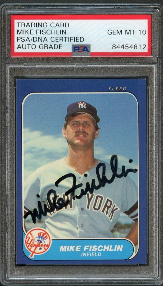 1986 Fleer Update #40 Mike Fischlin Signed Card AUTO 10 PSA Slabbed