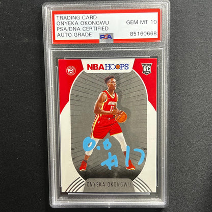 2020-21 NBA Hoops #225 Onyeka Okongwu Signed Card AUTO 10 PSA Slabbed RC Hawks