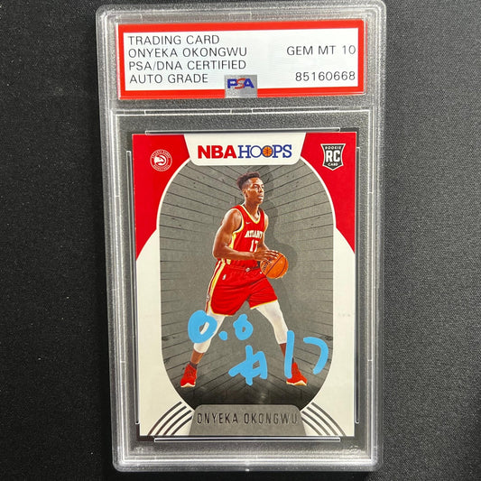 2020-21 NBA Hoops #225 Onyeka Okongwu Signed Card AUTO 10 PSA Slabbed RC Hawks