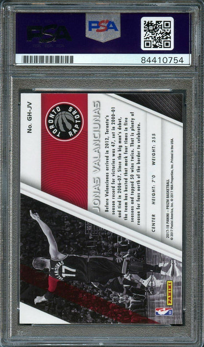 2017-18 Panini Prizm #14 JONAS VALANCIUNAS Signed Card AUTO Grade 10 PSA Slabbed