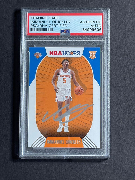 2020-21 NBA Hoops #249 IMMANUEL QUICKLEY Signed Card AUTO PSA Slabbed RC Knicks