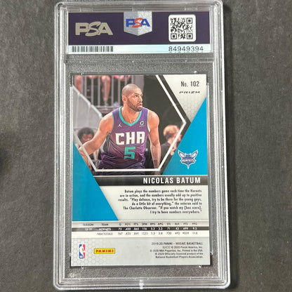 2019-20 Panini Mosaic #102 Nicolas Batum Signed Card AUTO PSA Slabbed Hornets