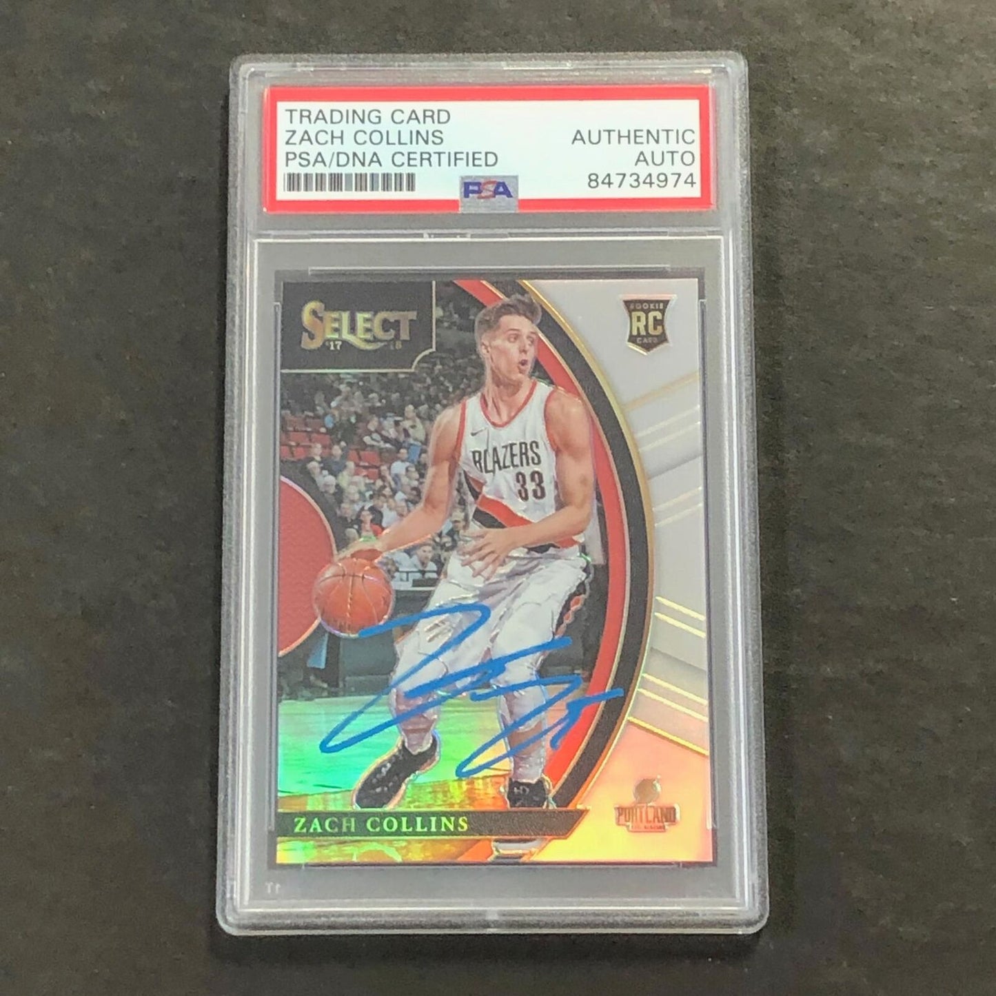 2017-18 Panini Select #94 ZACH COLLINS Signed Card AUTO PSA Slabbed RC Blazers