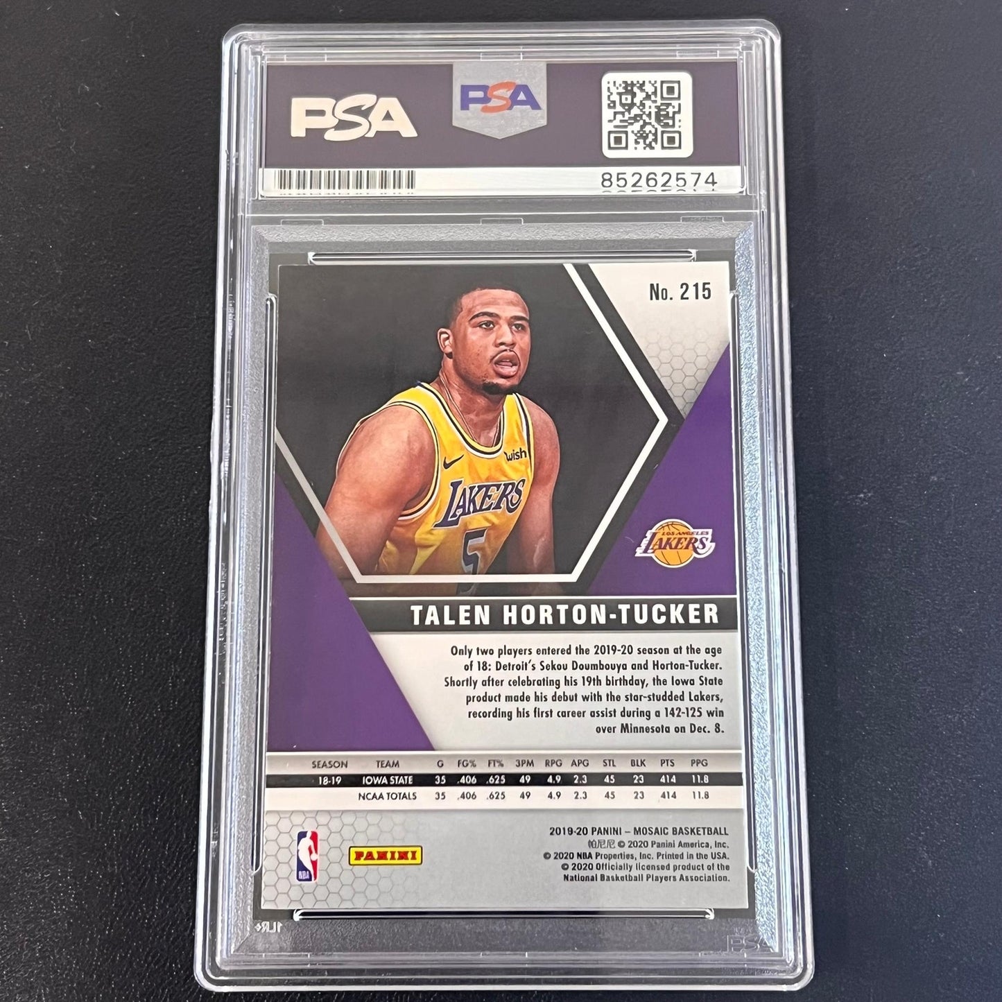 2019-2020 Panini Mosiac Basketball Rookie #215 Talen Horton-Tucker Signed Card A