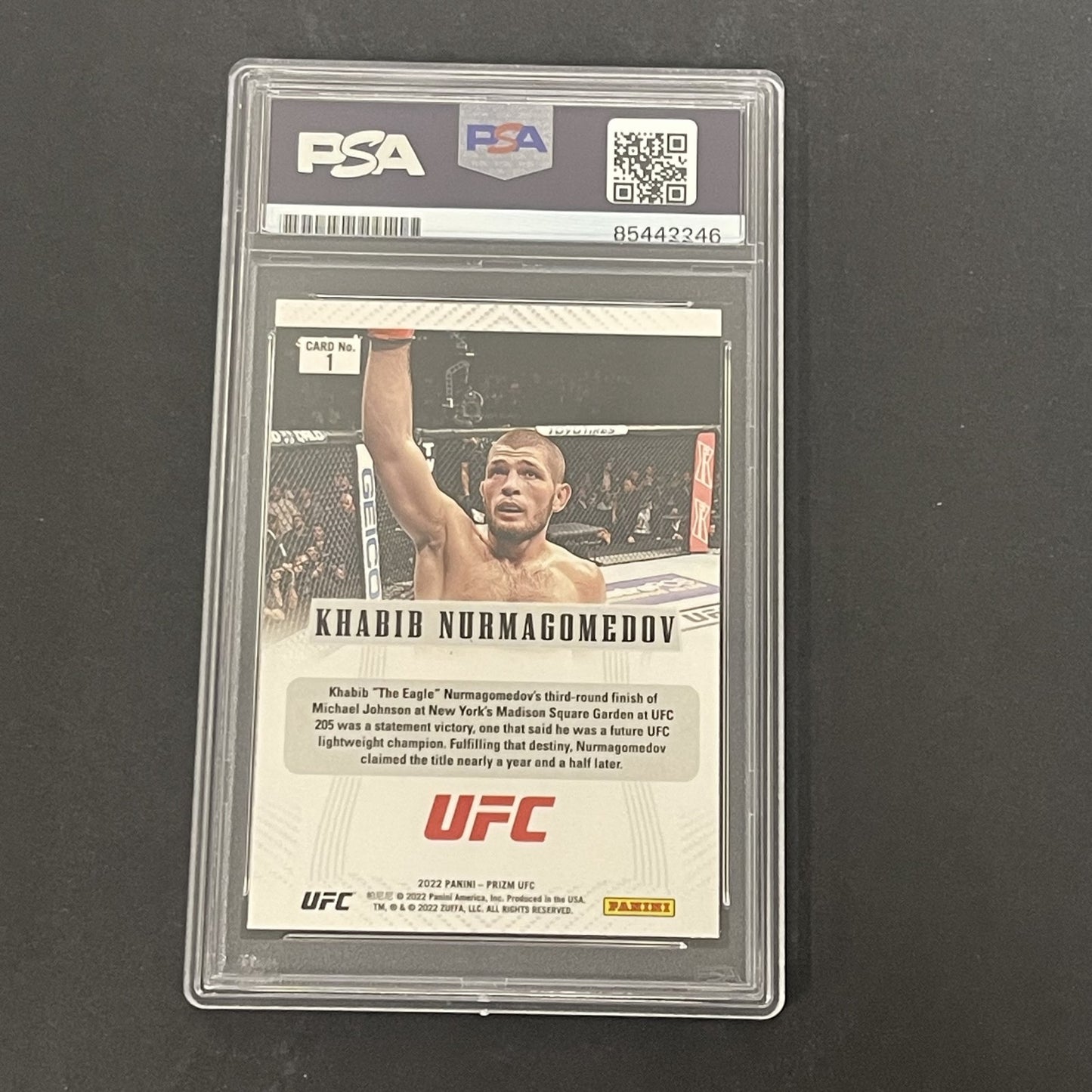 2022 Panini Prizm #1 Khabib Nurmagomedov signed card PSA