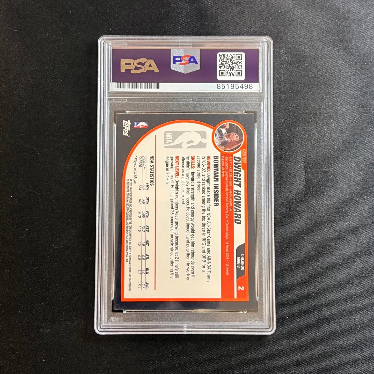 2005 Topps #70 Dwight Howard Signed Card AUTO PSA/DNA Slabbed Magic