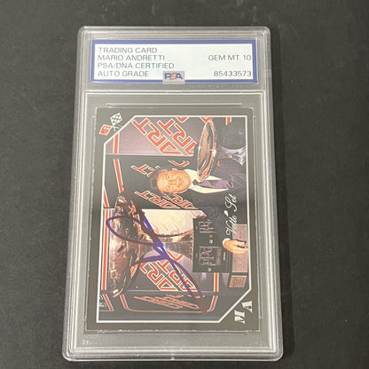1991 Collect-A-Card #96 Mario Andretti Vette Set signed card PSA Auto 10