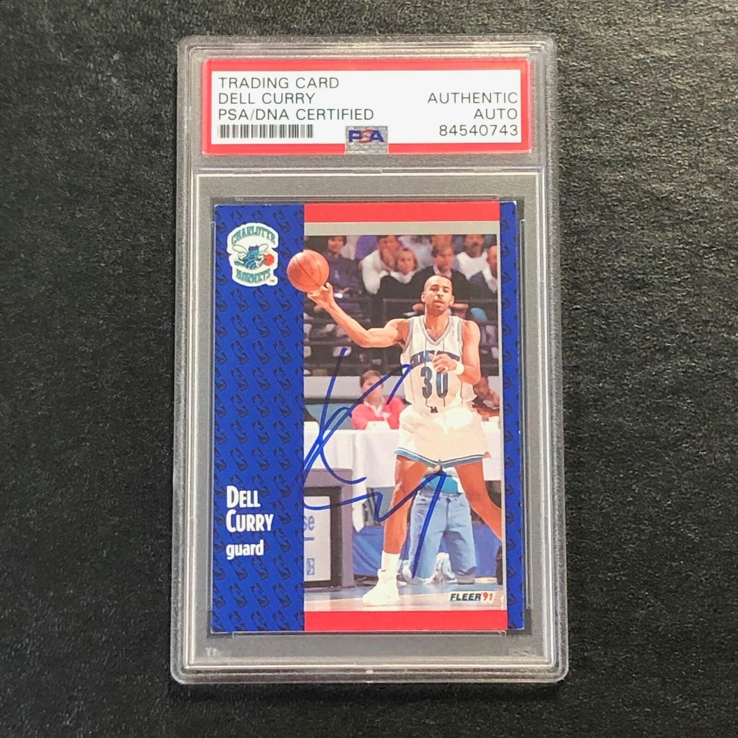 1991-92 Fleer #30 Dell Curry Signed Card AUTO PSA/DNA Slabbed Hornets