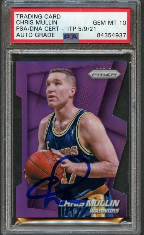 2014-15 Prizm Purple Die-Cut #244 Chris Mullin Signed Card AUTO Grade 10 PSA Sla