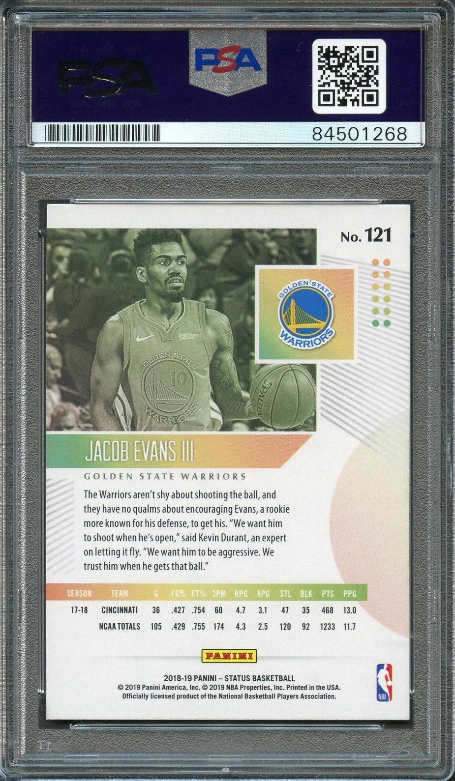 2018-19 Panini Status #121 Jacob Evans Signed Rookie Card AUTO PSA Slabbed RC Wa